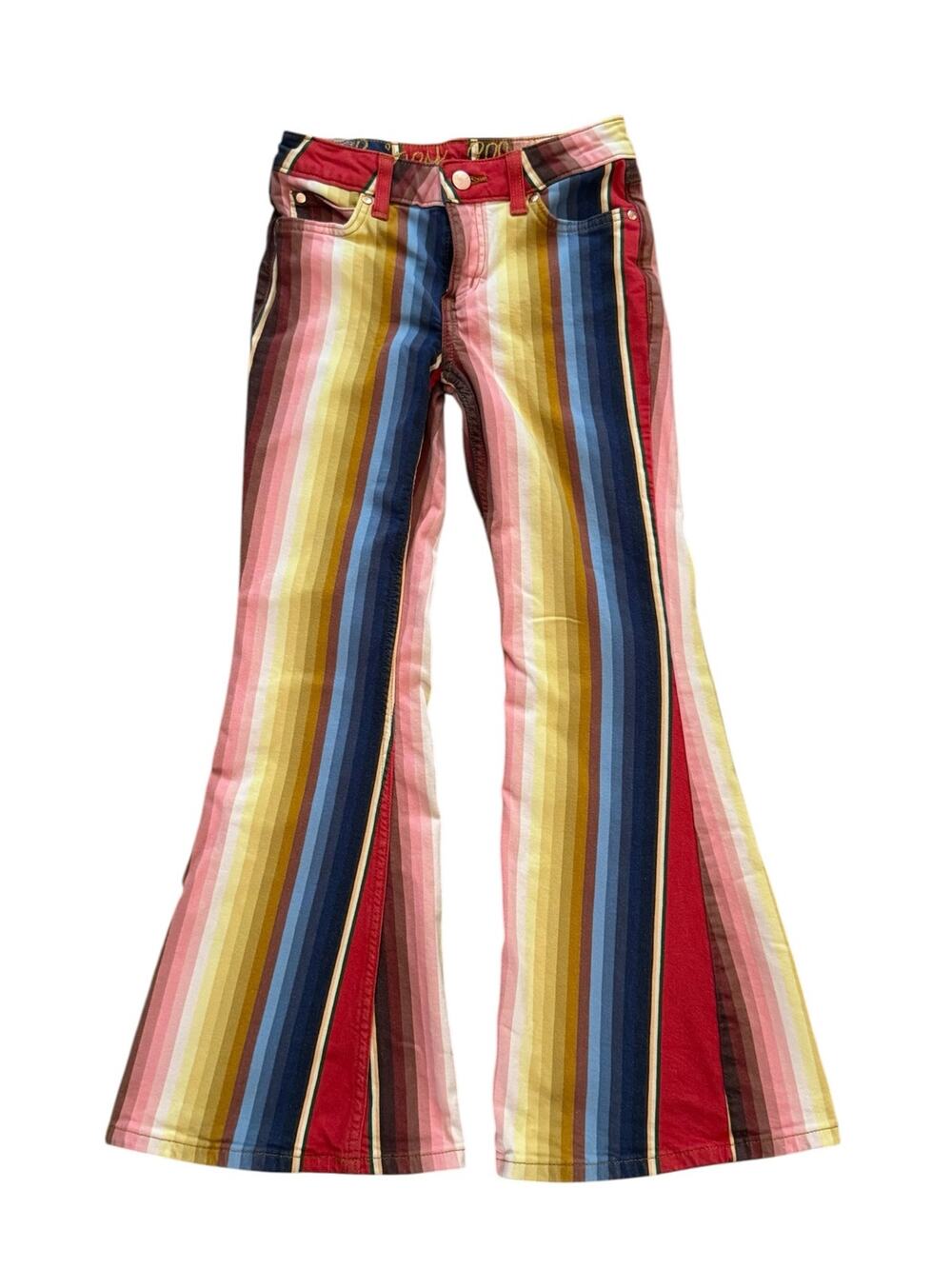 Lainey Wilson Wrangler Kids Jeans 10 Reg Multicolor Striped Bell Bottom Flare